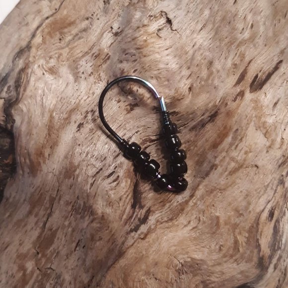 Wire Wrapped Beaded Cone Shaped Septum Nose Ring 20g - Picture 1 of 3